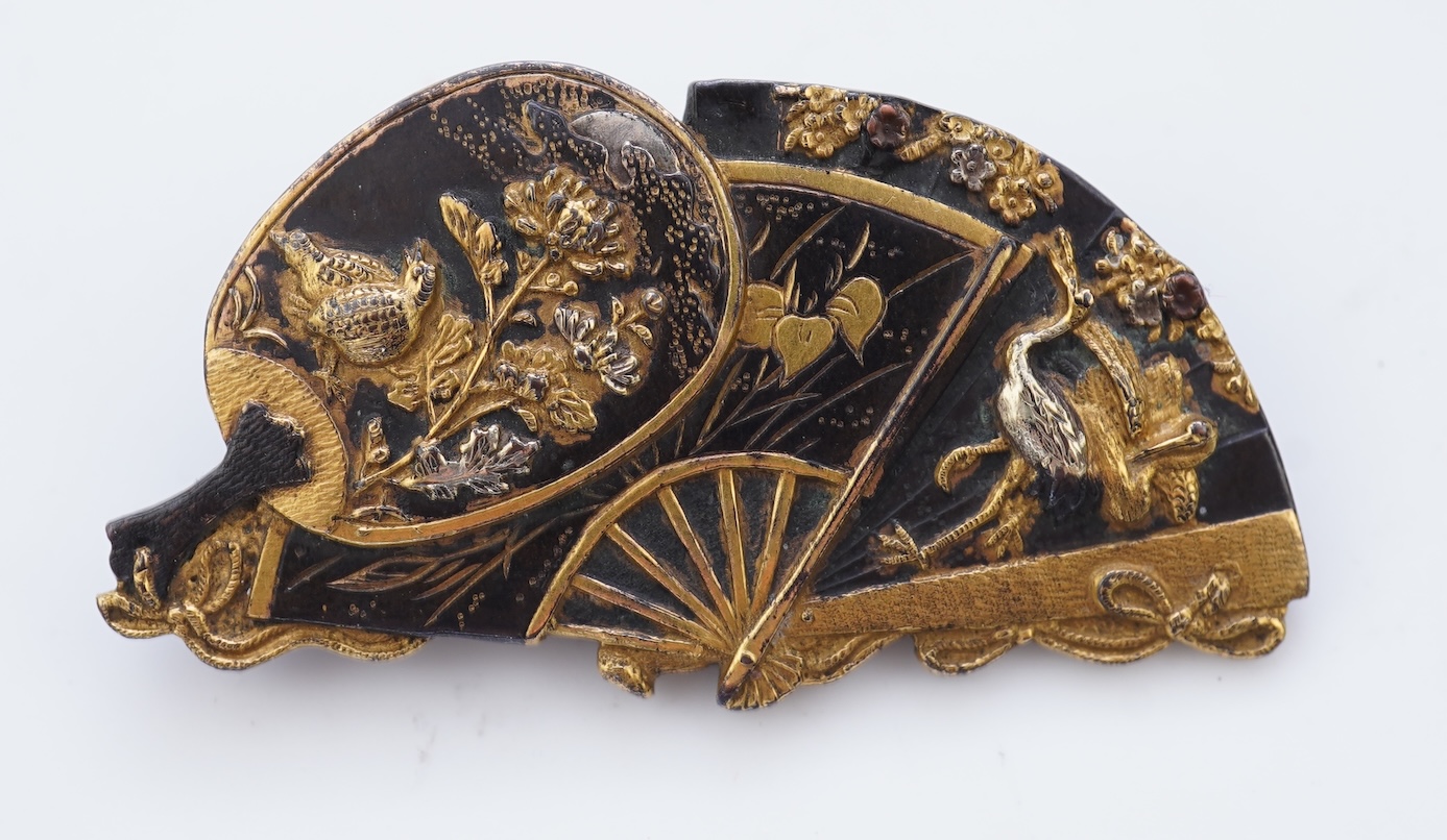 A Victorian shakudo brooch, circa 1880